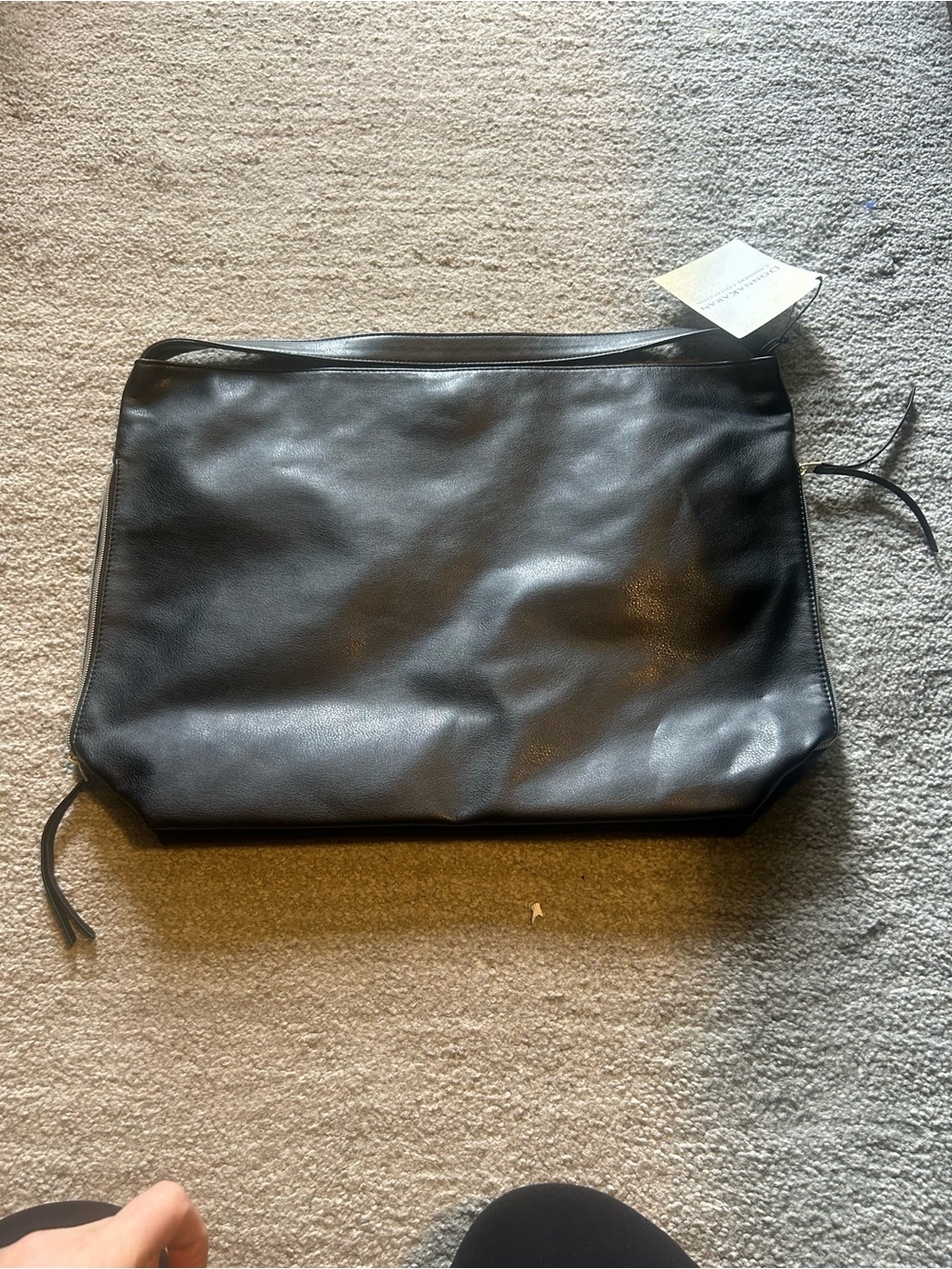 Donna Karan Black Cosmetic Pouch with Gold Logo Stitching